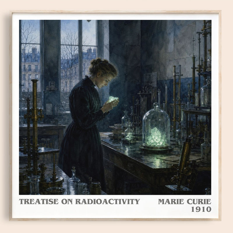 Treatise on Radioactivity literary book poster by Marie Curie – framed literary art print