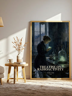 Treatise on Radioactivity watercolour print in frame leaning in hallway – __new__:educational wall art