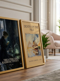 Treatise on Radioactivity watercolour print framed by window – literary home decor