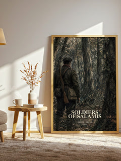 Soldiers of Salamis watercolour print in frame leaning in hallway – literary fiction wall art