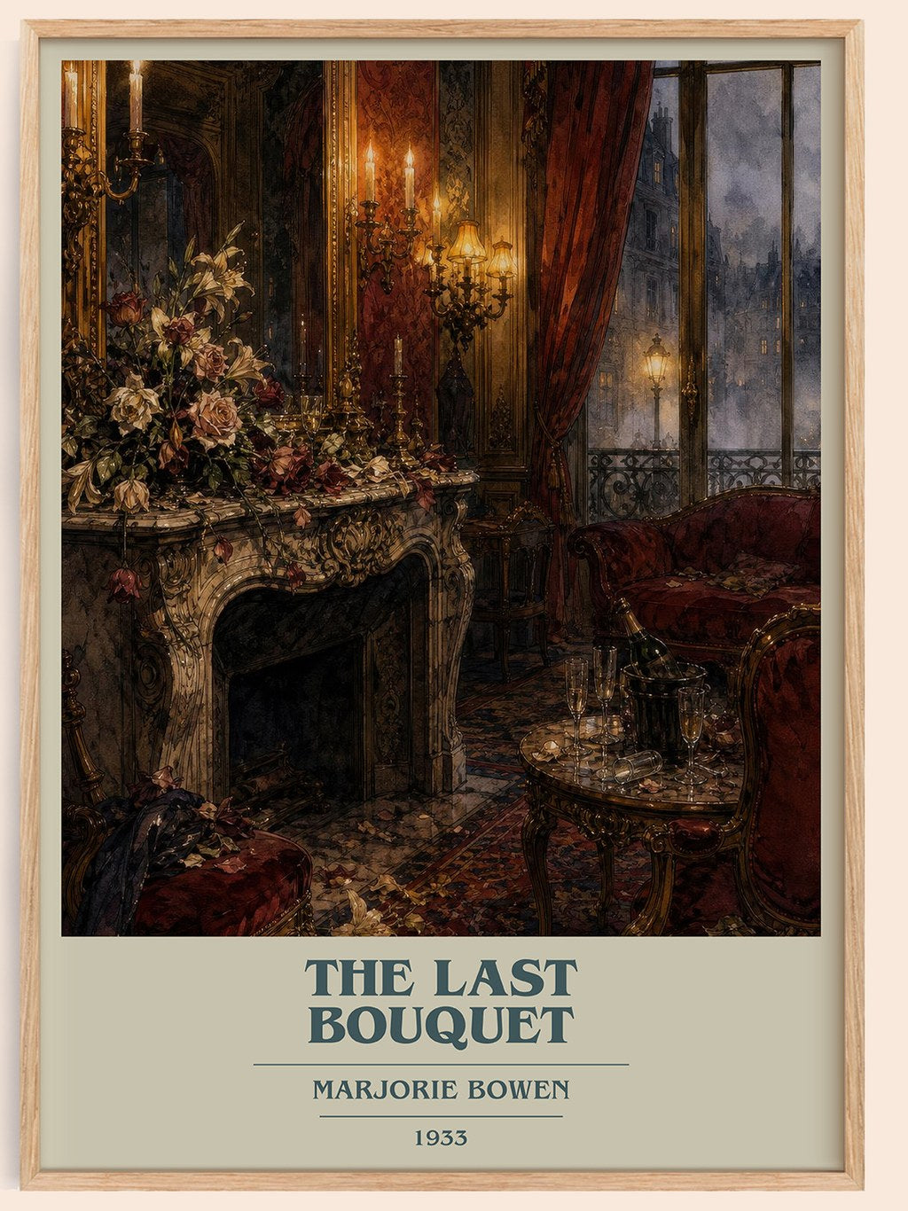 The Last Bouquet book cover book poster by Marjorie Bowen – framed literary art print