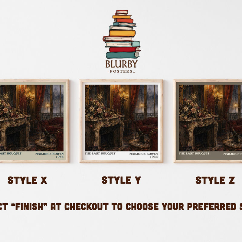 The Last Bouquet literary print in frame leaning in hallway – historical fiction wall art