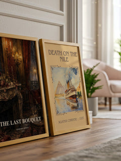 The Last Bouquet watercolour print framed by window – literary home decor