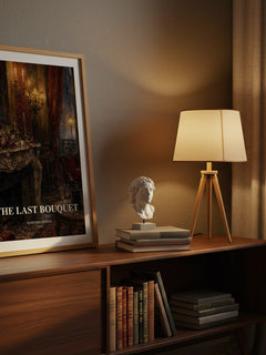 The Last Bouquet watercolour print on bookshelf – Marjorie Bowen fan gift