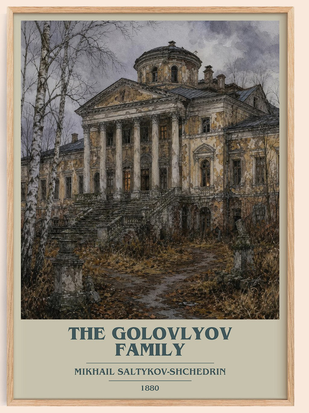 The Golovlyov Family book cover book poster by Mikhail Saltykov-Shchedrin – framed literary art print