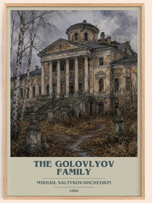 The Golovlyov Family book cover book poster by Mikhail Saltykov-Shchedrin – framed literary art print