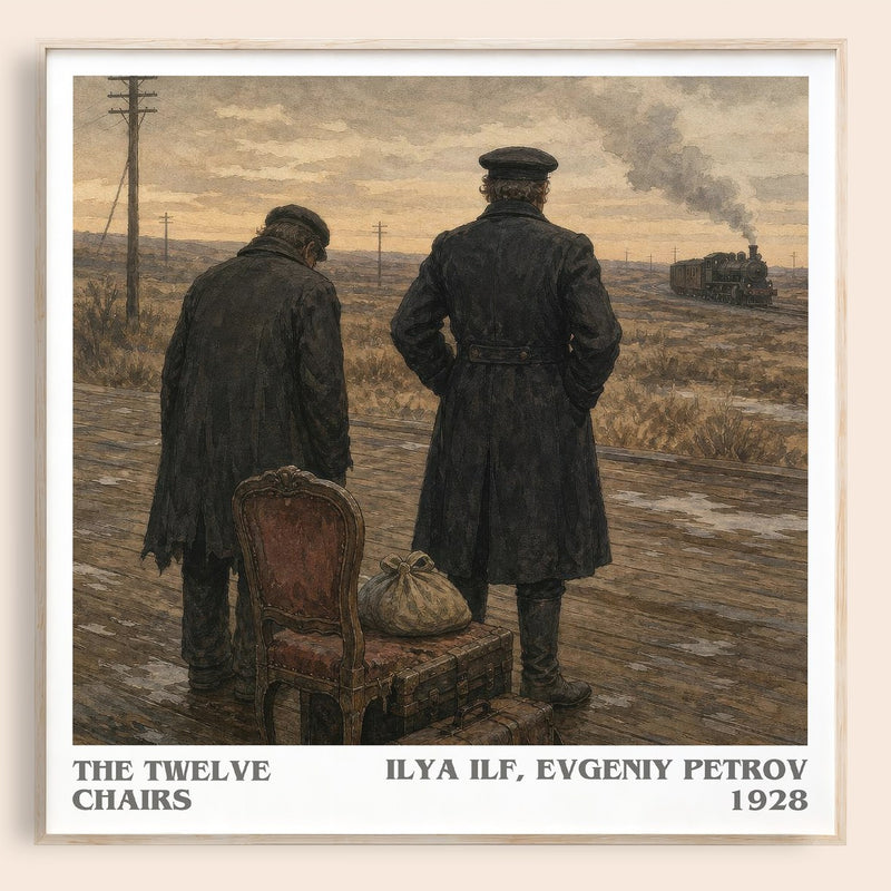 The Twelve Chairs literary book poster by Ilya Ilf, Evgeniy Petrov – framed literary art print