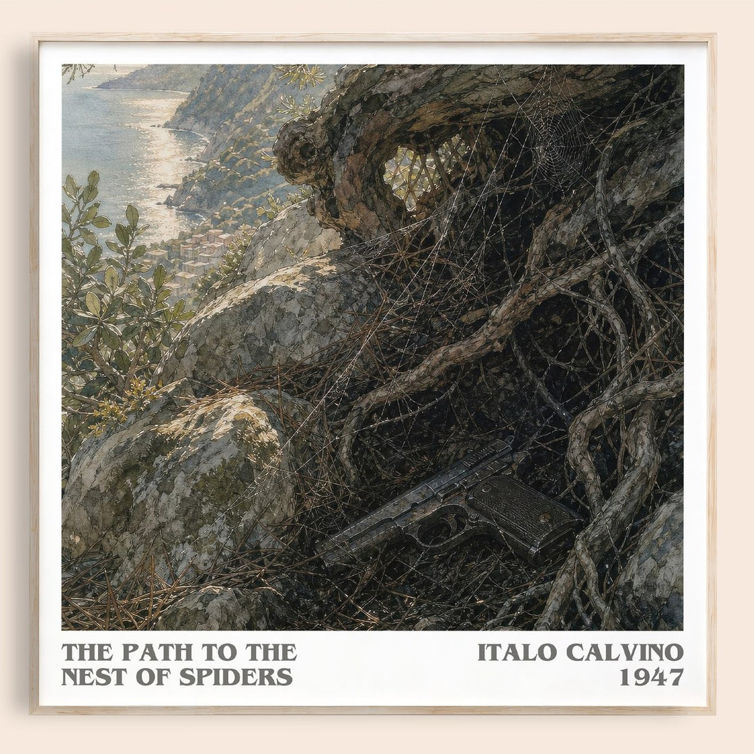 The Path to the Nest of Spiders literary book poster by Italo Calvino – framed literary art print