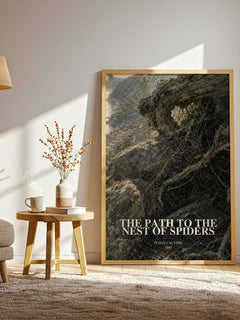 The Path to the Nest of Spiders watercolour print in frame leaning in hallway – coming of age wall art