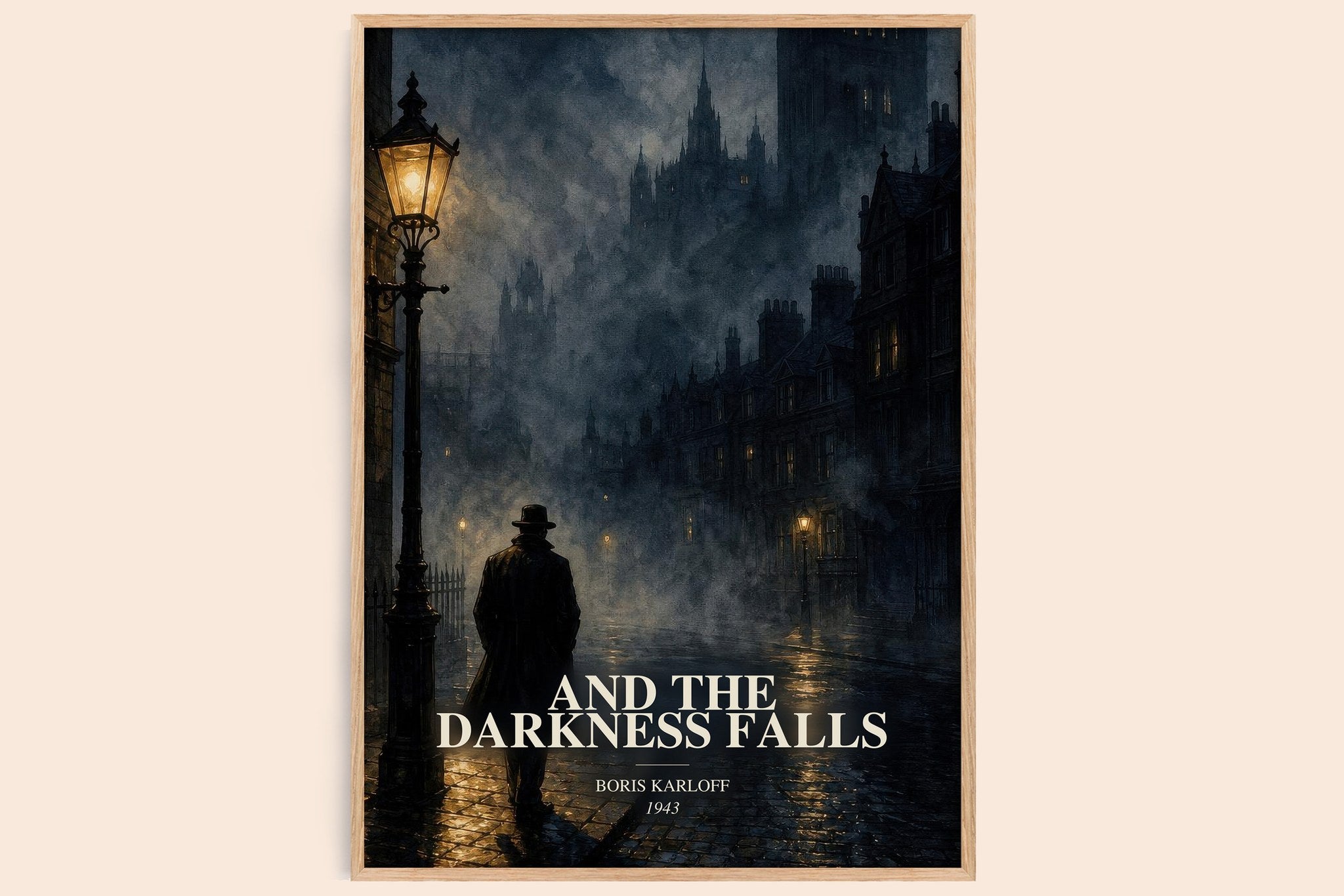 And The Darkness Falls Book Watercolour Illustration by Boris Karloff