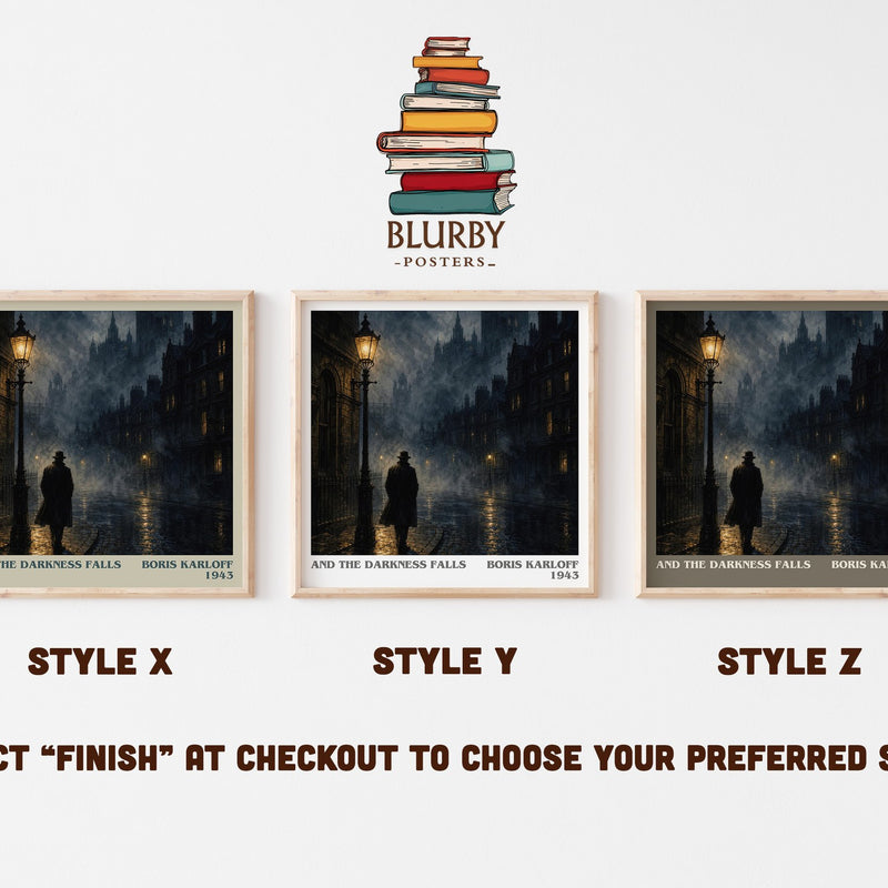 And The Darkness Falls literary print in frame leaning in hallway – horror wall art