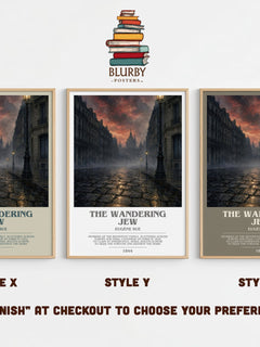 The Wandering Jew Bookish Wall Art by Eugène Sue – Style X, Y and Z side by side – choose your finish