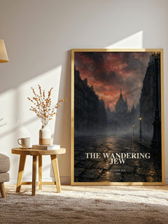 The Wandering Jew watercolour print in frame leaning in hallway – gothic wall art
