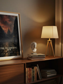The Wandering Jew watercolour print on bookshelf – Eugène Sue fan gift