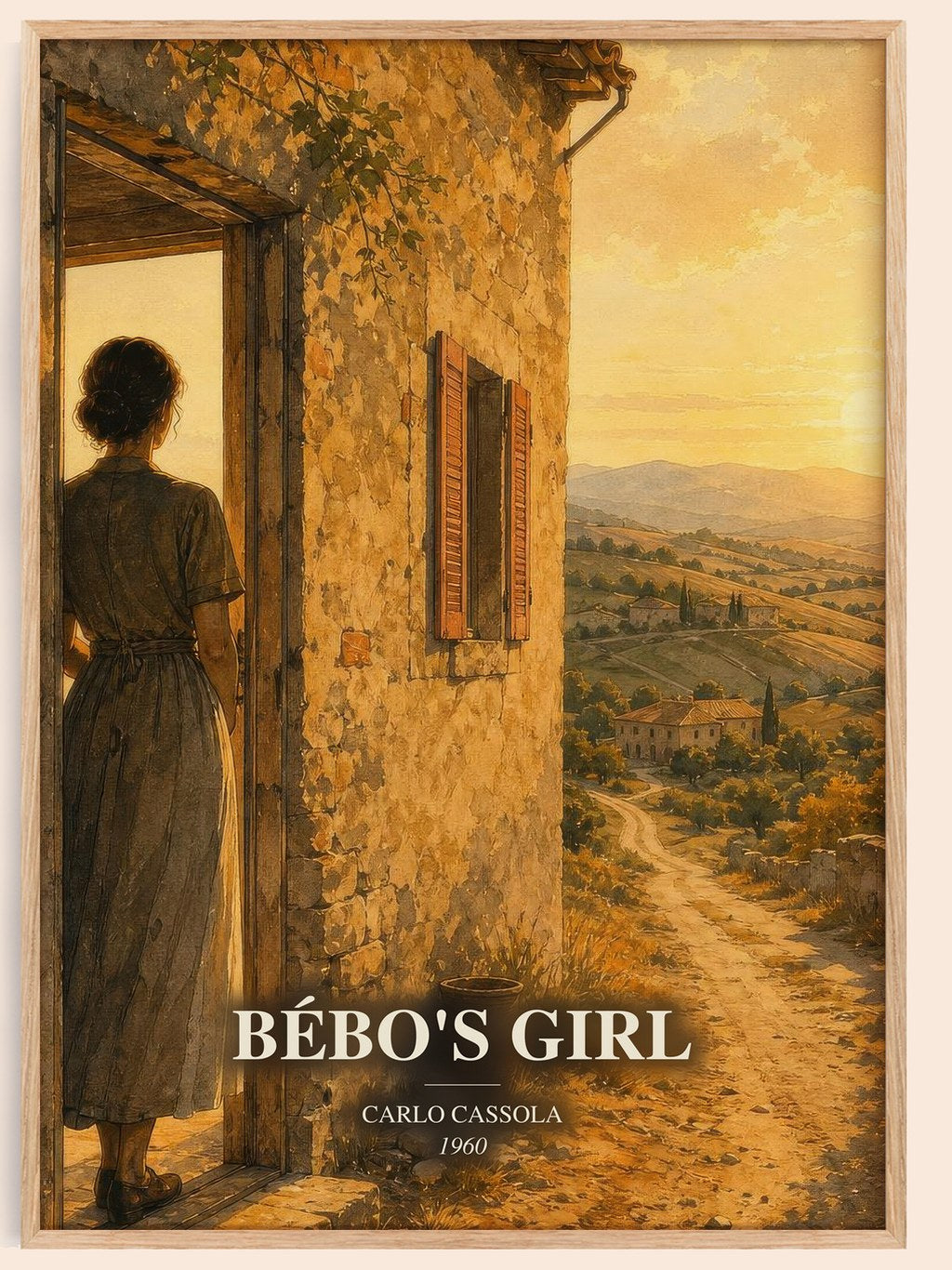 Bébo's Girl watercolour book poster by Carlo Cassola – framed literary art print