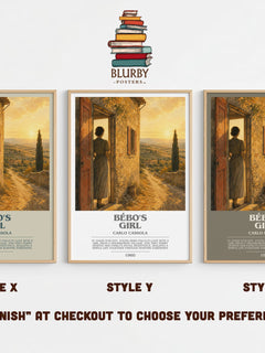 Bébo's Girl Bookish Wall Art by Carlo Cassola – Style X, Y and Z side by side – choose your finish