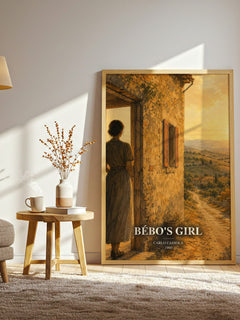 Bébo's Girl watercolour print in frame leaning in hallway – literary fiction wall art