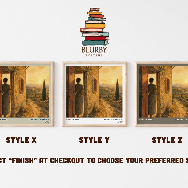 Bébo's Girl literary print in frame leaning in hallway – literary fiction wall art