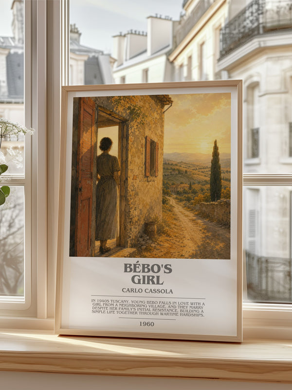 Bébo's Girl Bookish Wall Art by Carlo Cassola – framed print by a bright window