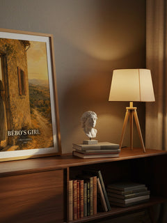 Bébo's Girl watercolour print on bookshelf – Carlo Cassola fan gift