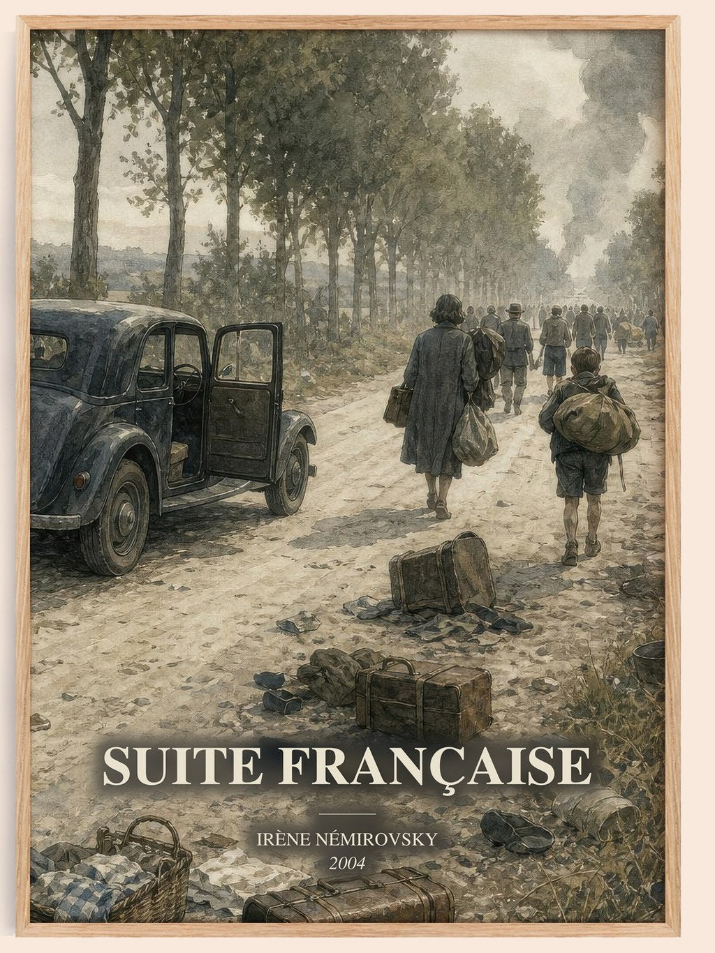 Suite Française watercolour book poster by Irène Némirovsky – framed literary art print