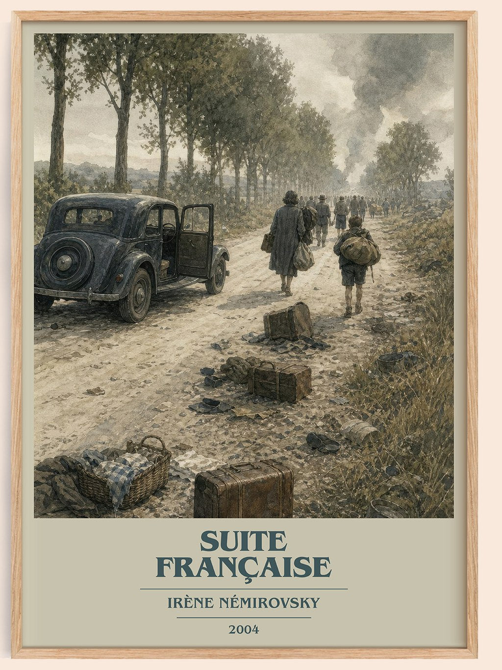 Suite Française book cover book poster by Irène Némirovsky – framed literary art print