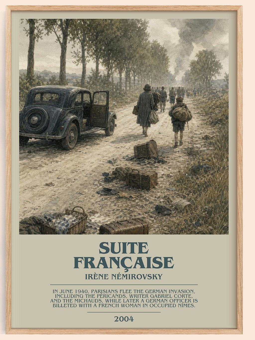 Suite Française Bookish Wall Art by Irène Némirovsky – framed poster