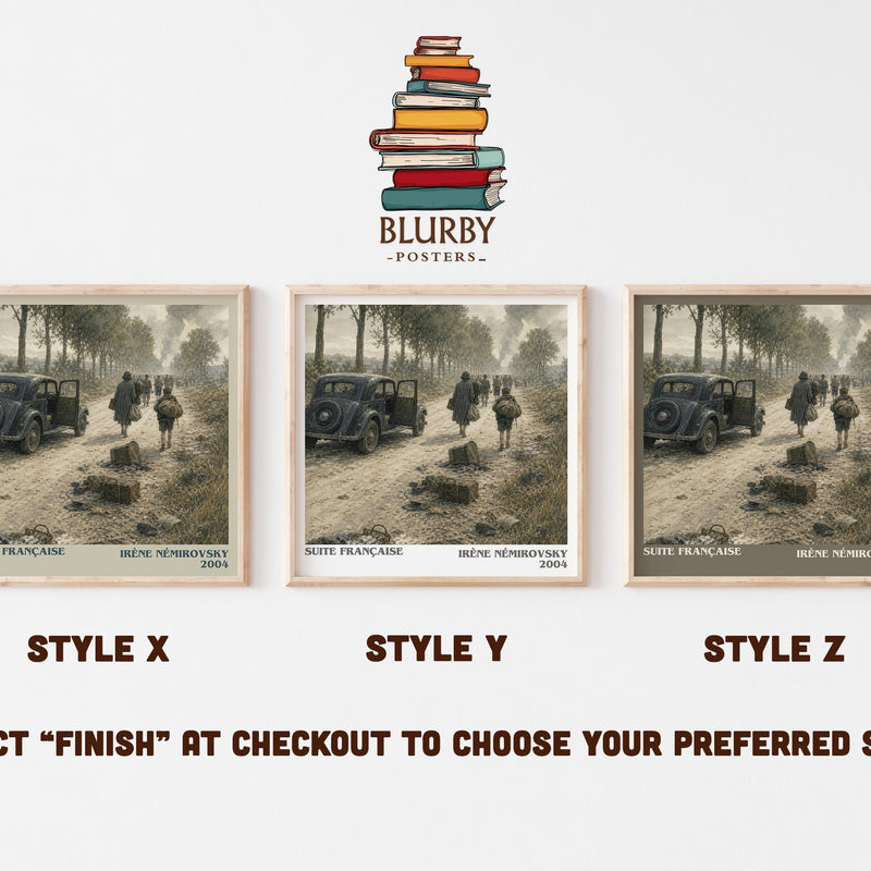 Suite Française literary print in frame leaning in hallway – historical fiction wall art