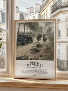 Suite Française Bookish Wall Art by Irène Némirovsky – framed print by a bright window