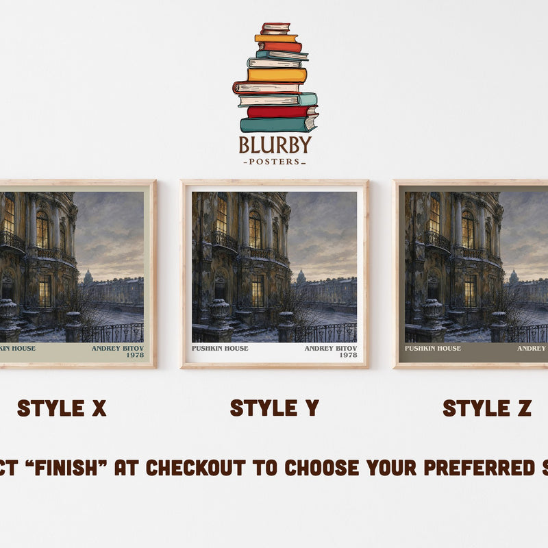 Pushkin House literary print in frame leaning in hallway – literary fiction wall art