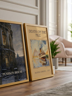 Pushkin House watercolour print framed by window – literary home decor