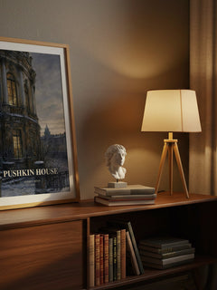 Pushkin House watercolour print on bookshelf – Andrey Bitov fan gift