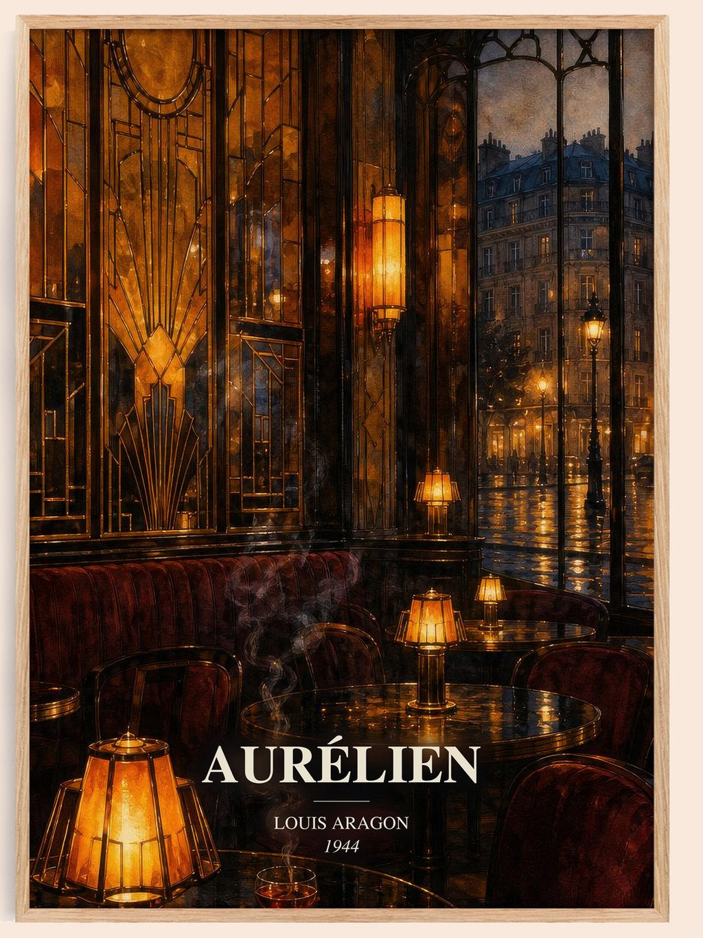 Aurélien watercolour book poster by Louis Aragon – framed literary art print