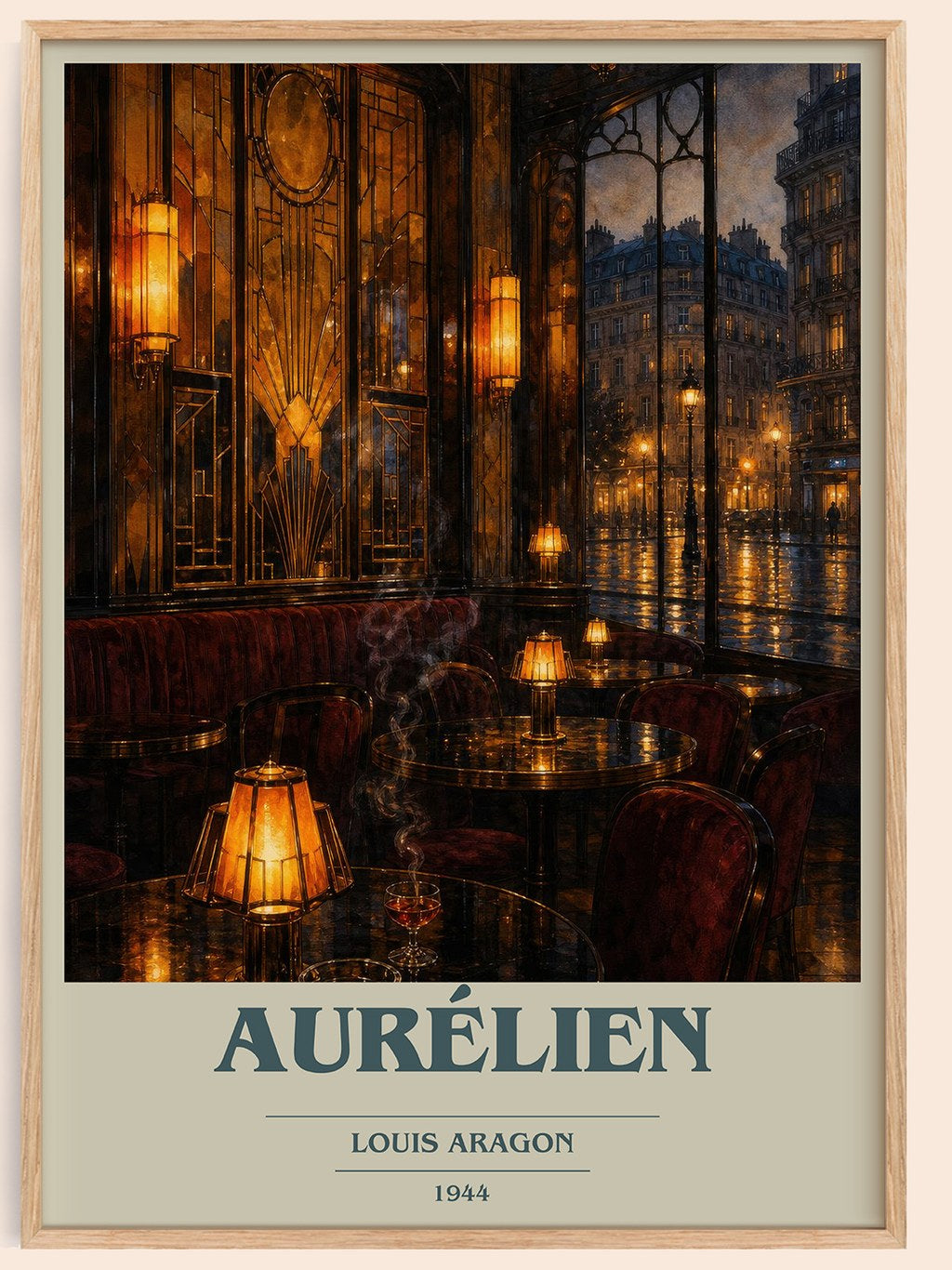 Aurélien book cover book poster by Louis Aragon – framed literary art print