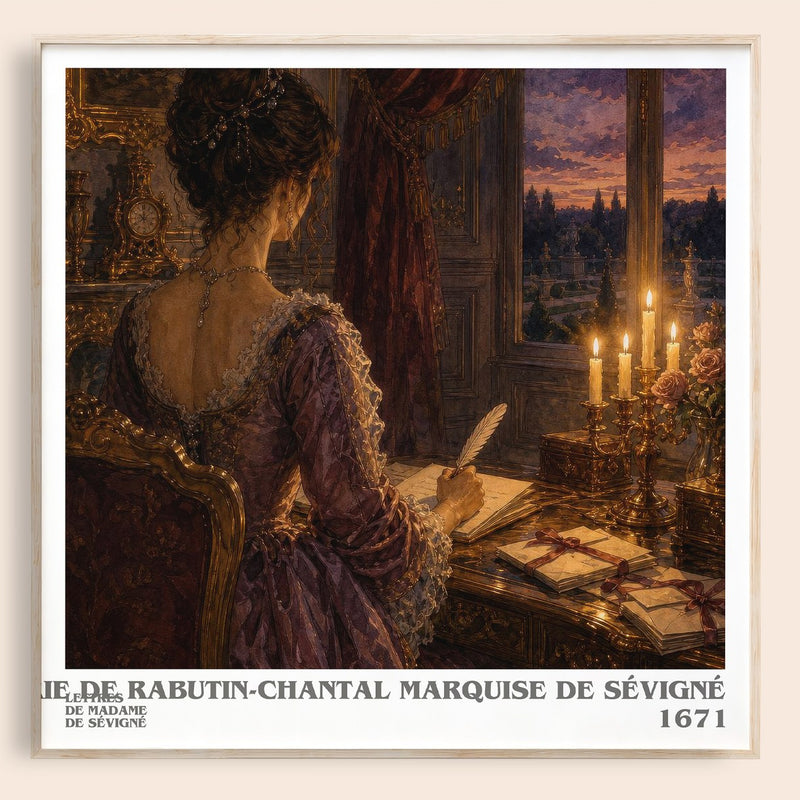 Lettres de madame de Sévigné literary book poster by Marie de Rabutin-Chantal marquise de Sévigné – framed literary art print