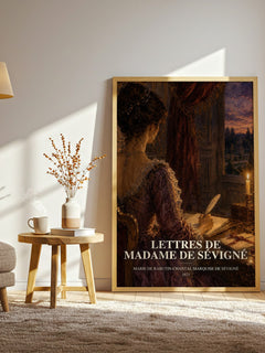 Lettres de madame de Sévigné watercolour print in frame leaning in hallway – classic literature wall art