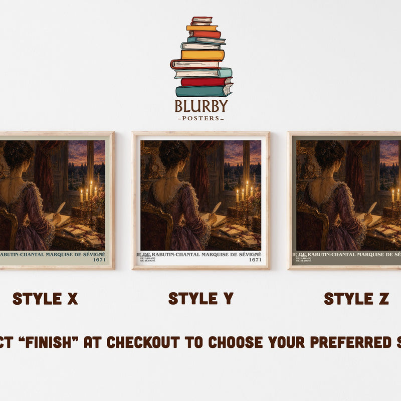 Lettres de madame de Sévigné literary print in frame leaning in hallway – classic literature wall art