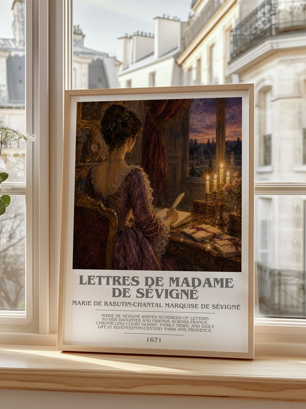Lettres de madame de Sévigné Bookish Wall Art by M. Sévigné – framed print by a bright window