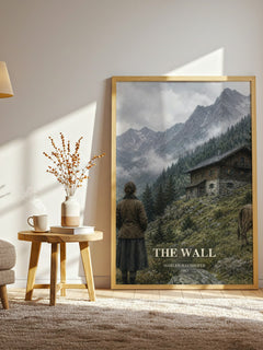 The Wall watercolour print in frame leaning in hallway – literary fiction wall art