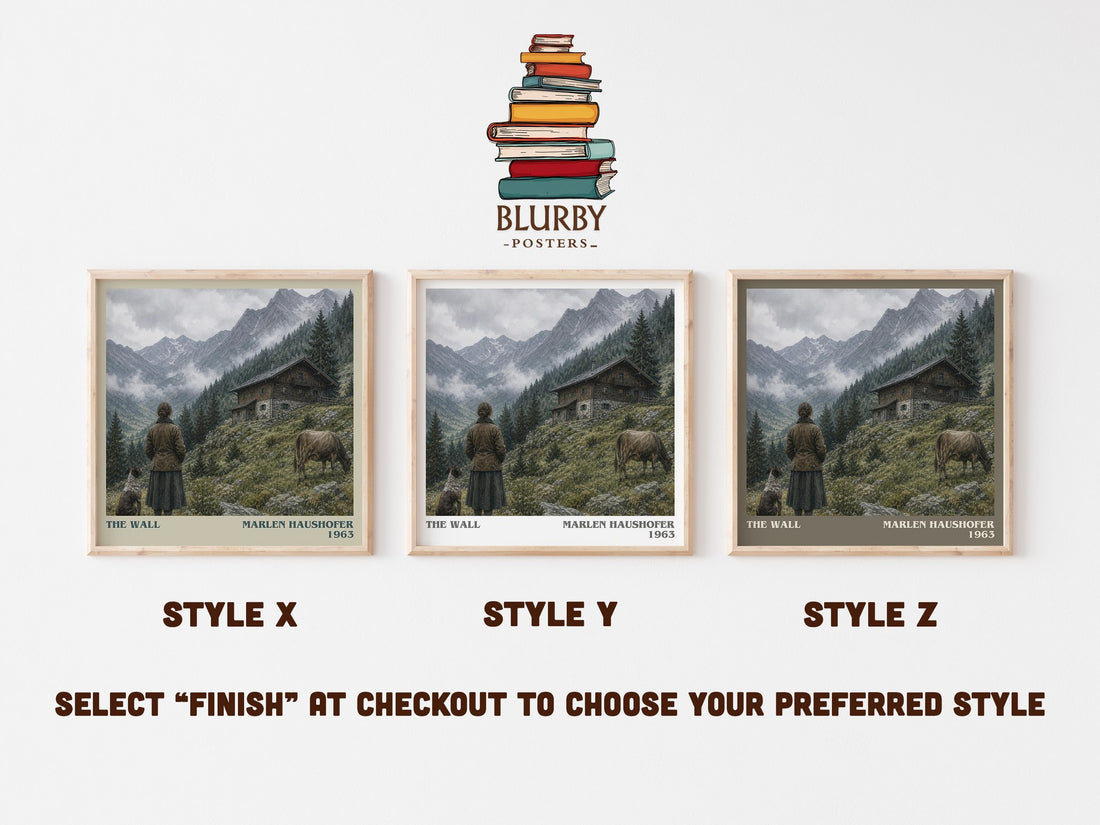 The Wall literary print in frame leaning in hallway – literary fiction wall art (mockup)