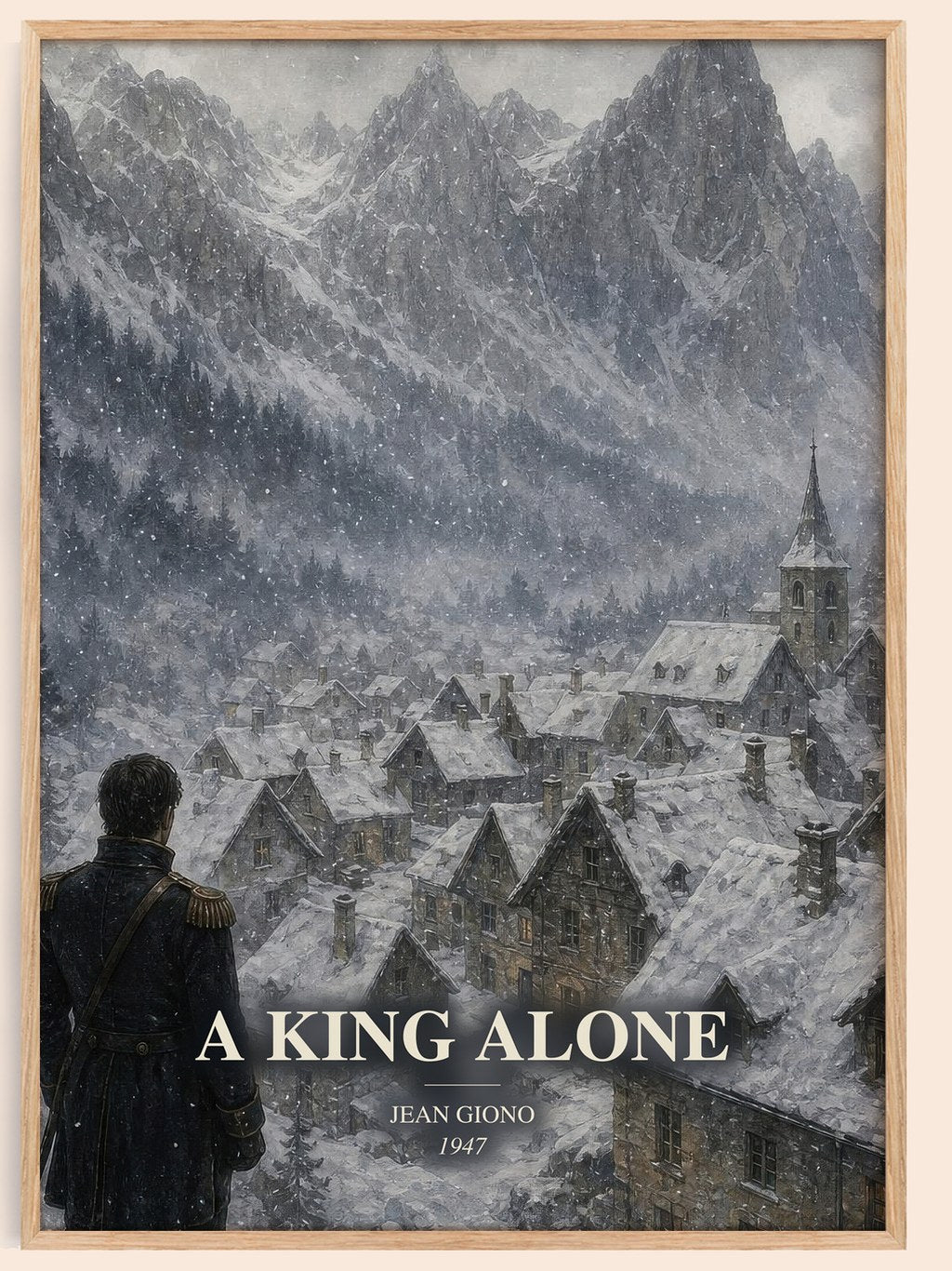 A King Alone watercolour book poster by Jean Giono – framed literary art print