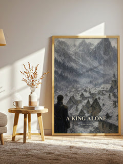 A King Alone watercolour print in frame leaning in hallway – literary fiction wall art
