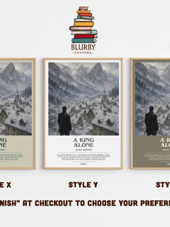 A King Alone Bookish Wall Art by Jean Giono – Style X, Y and Z side by side – choose your finish