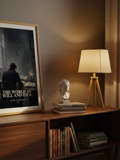 The World as Will and Idea watercolour print on bookshelf – Arthur Schopenhauer fan gift