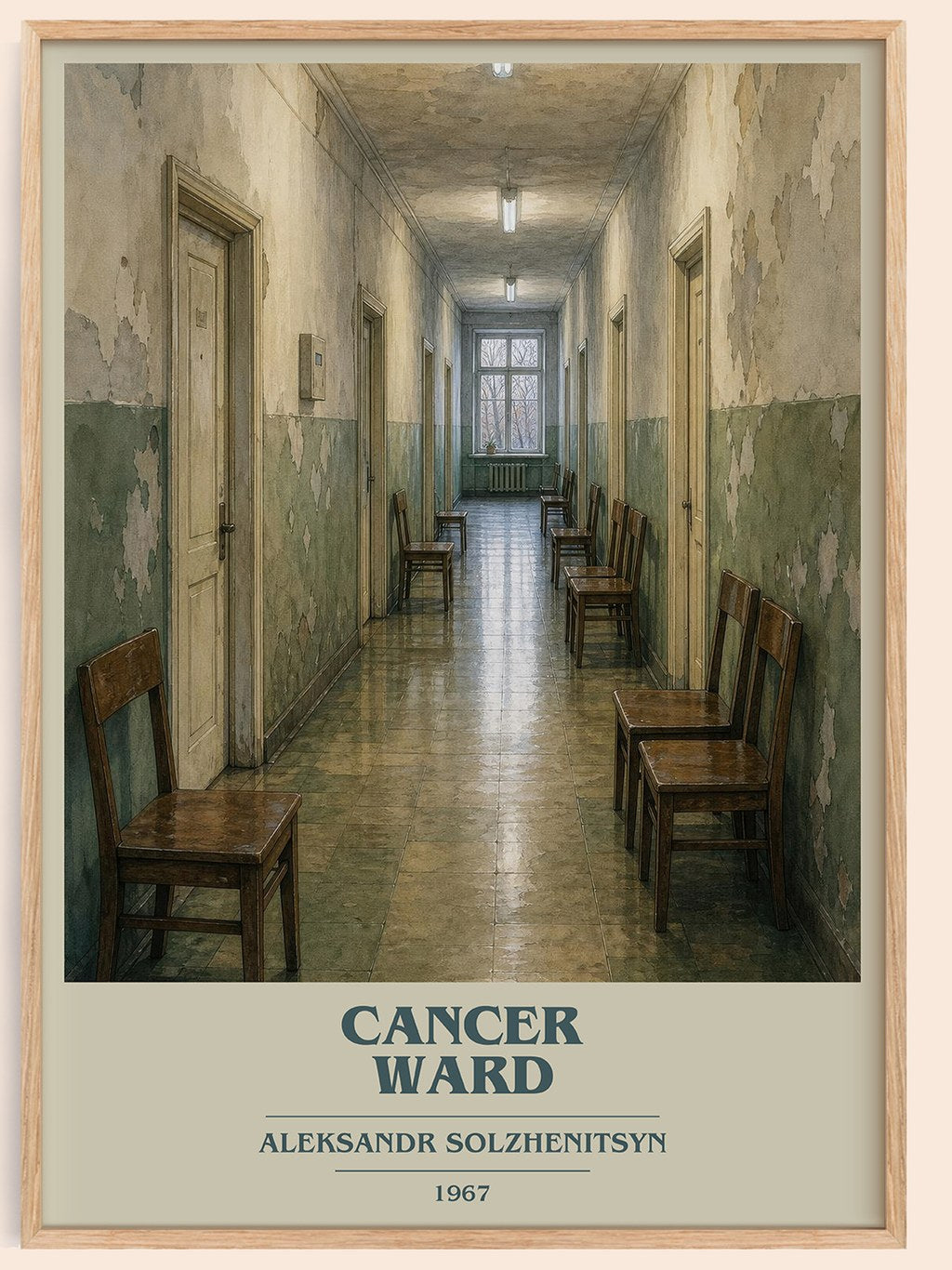 Cancer Ward book cover book poster by Aleksandr Solzhenitsyn – framed literary art print