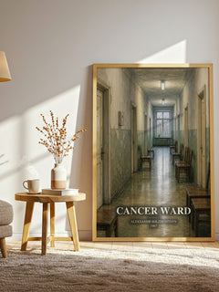 Cancer Ward watercolour print in frame leaning in hallway – literary fiction wall art