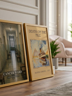 Cancer Ward watercolour print framed by window – literary home decor