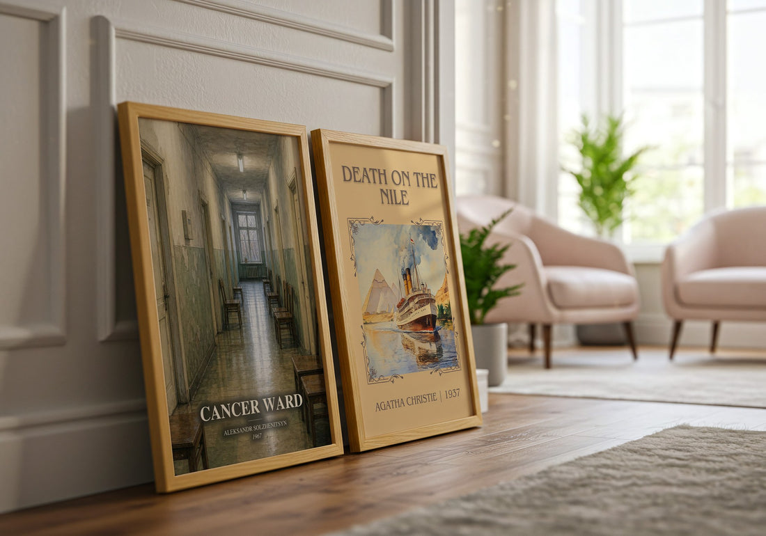 Cancer Ward watercolour print framed by window – literary home decor