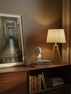 Cancer Ward watercolour print on bookshelf – Aleksandr Solzhenitsyn fan gift