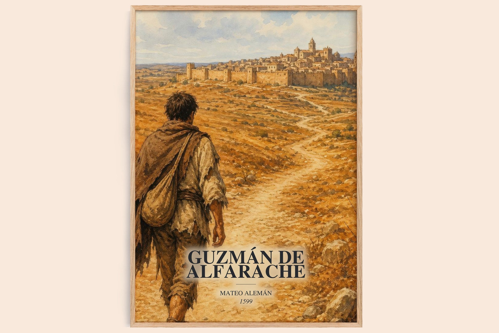 Guzmán de Alfarache Book Watercolour Illustration by Mateo Alemán